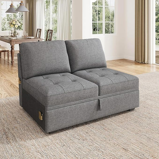 HONBAY Modular Sectional Sleeper Sofa with Pull Out Bed, Loveset Chair for Sectional Couch, Grey