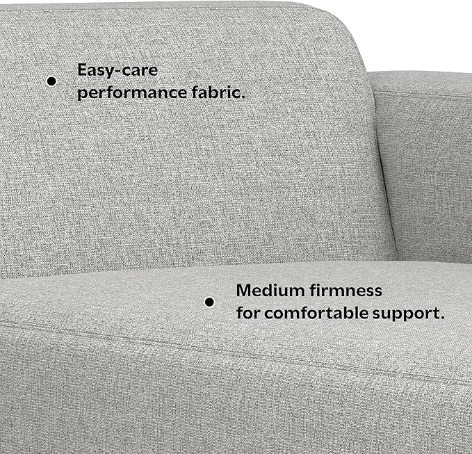 SIMPLIHOME Rex Right Chaise Sofa Module in 100% Recycled Polyester Tightly Woven Performance Fabric, Pale Grey, 44-inches W x 69.5-inches D, Handcrafted Modern-Style Right-Arm Chaise Lounge Chair