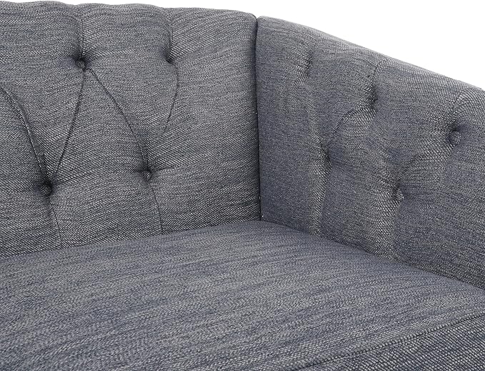 Christopher Knight Home Contemporary Tufted and Diamond Stitching Fabric Loveseat,Tub-Design 2-Seater Sofa,Removable Cushions, Birch Wood Legs,Square Arms,Charcoal Gray and Espresso