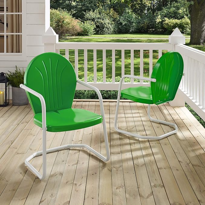 Crosley Furniture Griffith Outdoor Chair, Retro Metal Patio Chairs for Dining, Porch, Deck, Balcony, Grasshopper Green - Image 9
