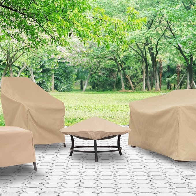 Modern Leisure Basics Patio Chair Cover - Weather-Resistant Fabric - Furniture Protection Perfect for Patio, Deck, and Porch - 27" L x 34" W x 31" H - Khaki - Image 6