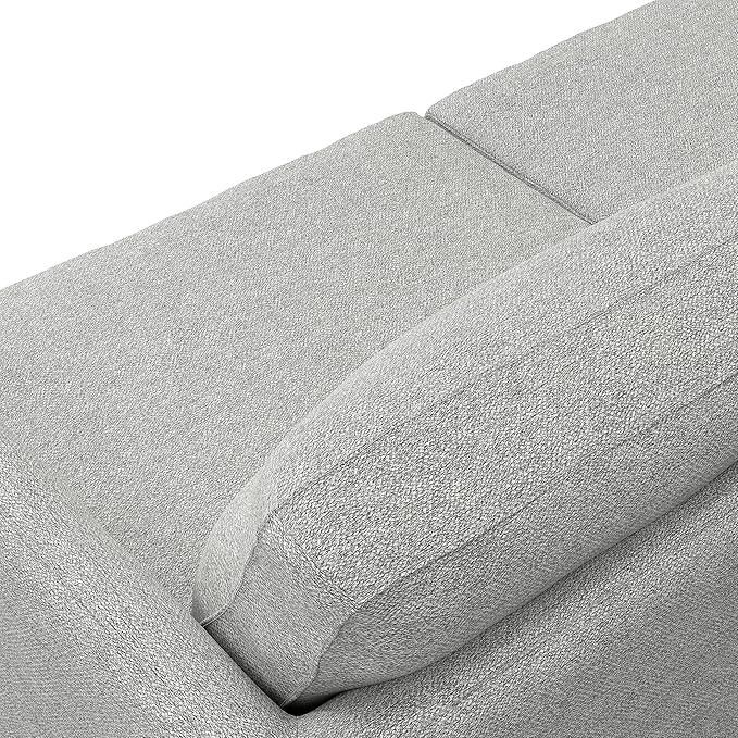 SIMPLIHOME Livingston 90-inch Wide Sofa in Mist Grey Woven-Blend Fabric, Handcrafted Mid-Century Modern Oversized 3-Seater Couch Sofa for Living Room or Family Room, Solid Wood Frame